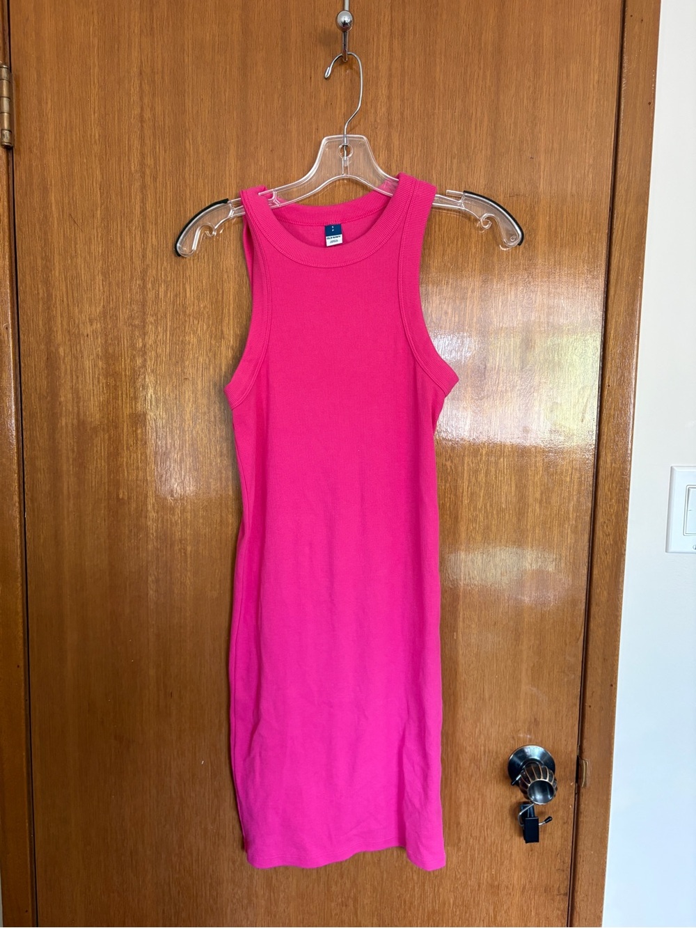 Old Navy Hot Pink Ribbed Tank Midi Dress
